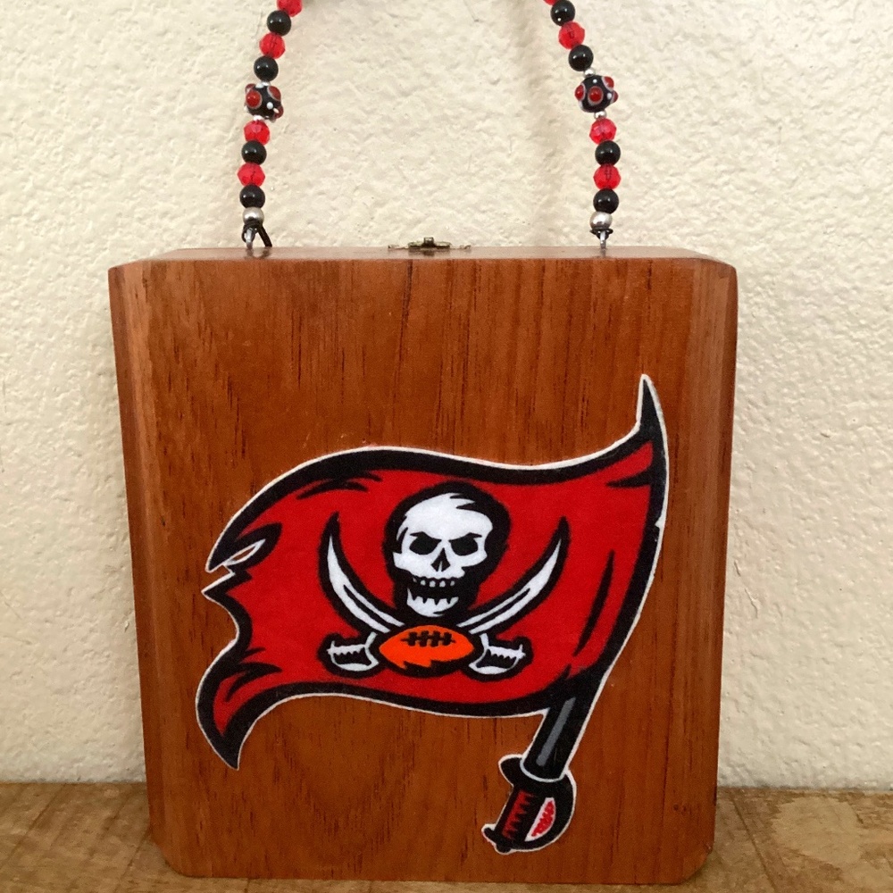 Cigar box purse with buccaneer logo